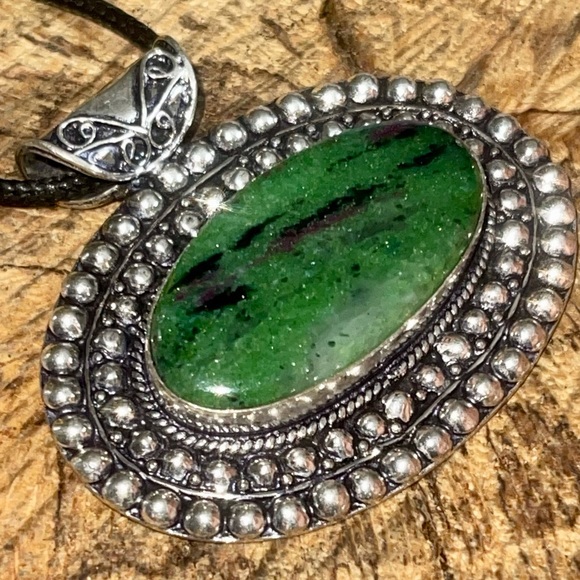 Ruby Zoisite Pendant 1 7/8”x2” - Picture 5 of 10